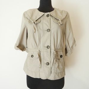 Ann Taylor Loft Khaki Peter Pan Collar Jacket